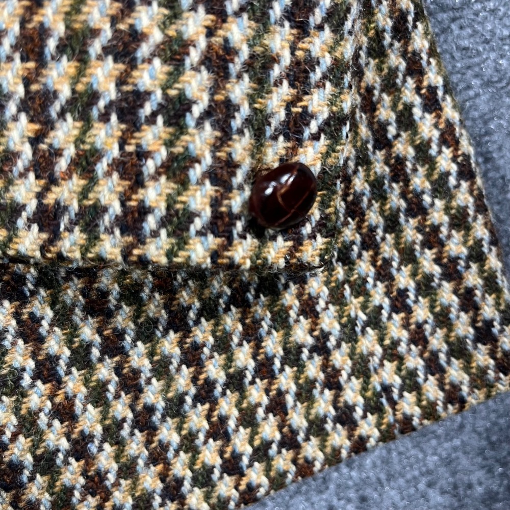 Dunn & Co Harris Tweed Sport Coat Mens 42 Brown Green Wool Check Blazer Vintage - Picture 3 of 14